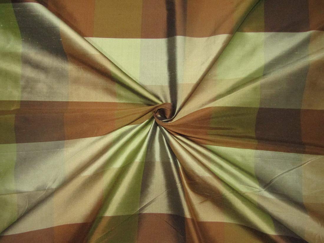Tissu Soie Dupioni Marron Vert 137 cm DUPC111 pour Haute Couture