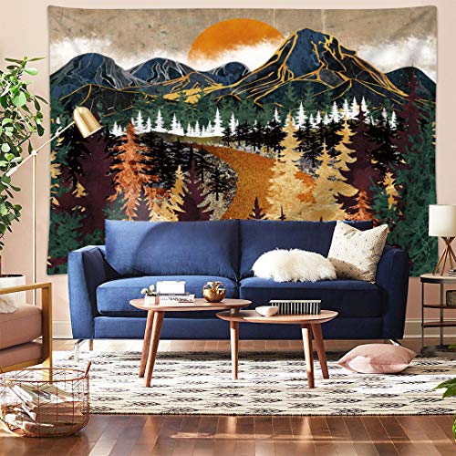 Kernorv Mountain Sun Forest Tree Tapestry Wall Hanging Mandala Bohemian Nature Landscape Art Wall Tapestry For Living Room Bedroom Dorm Home Decor (59” X 78.7”) #TOP2