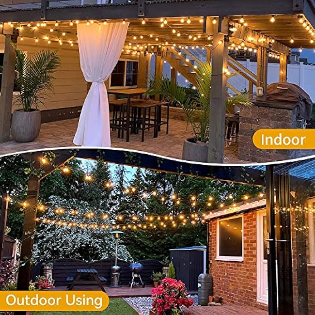 OMIKA 50FT Outdoor String Lights, Patio Light Outdoor Waterproof with 50+2 Shatterproof Dimmable G40 Bulbs, Color Changing LED Outside Light Connectable Hanging Lights for Pergola Backyard Party