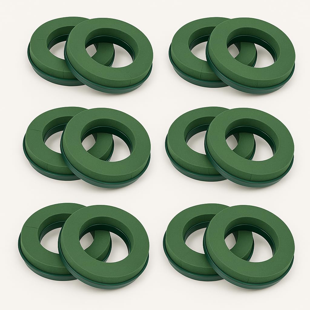 Floralcraft® 12" Foam Wreath Rings with Plastic Back - Set of 12 | Perfect for Funeral Tributes, Door Wreaths, and Table Centerpieces