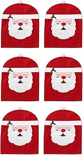 Dreamworldeu Juego de 6 fundas para silla, diseño de gorro de Navidad para Navidad, fiestas, bodas