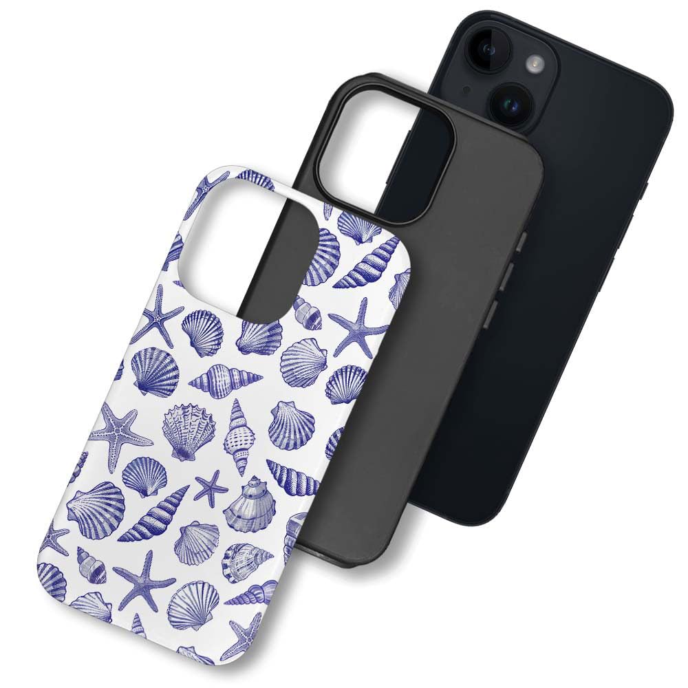 SmaMZ for iPhone 13/iPhone 14 Case, T2 Coastal Shells Starfish Shockproof Rugged Cover Dual Layer Soft TPU Hard PC Bumper Case Design for iPhone 13/