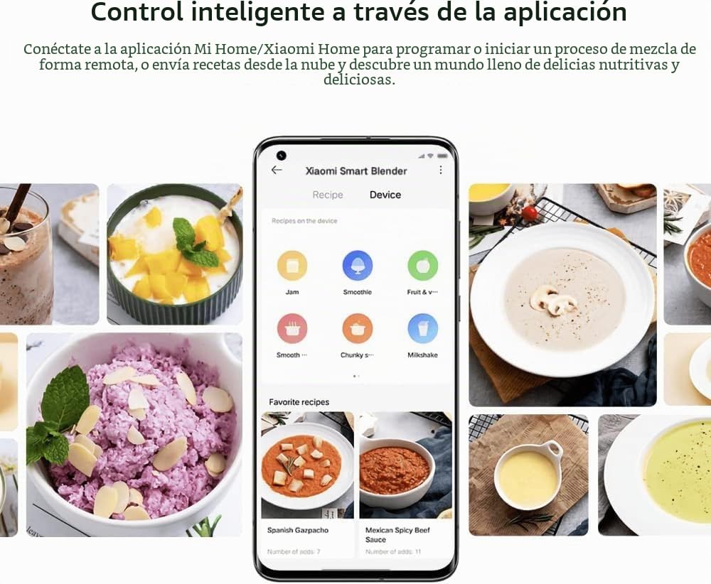 Xiaomi Smart Blender, batidora 1000 W, caliente y frío, 8 cuchillas acero, Wifi y control App, pantalla Oled, 2 botones táctiles