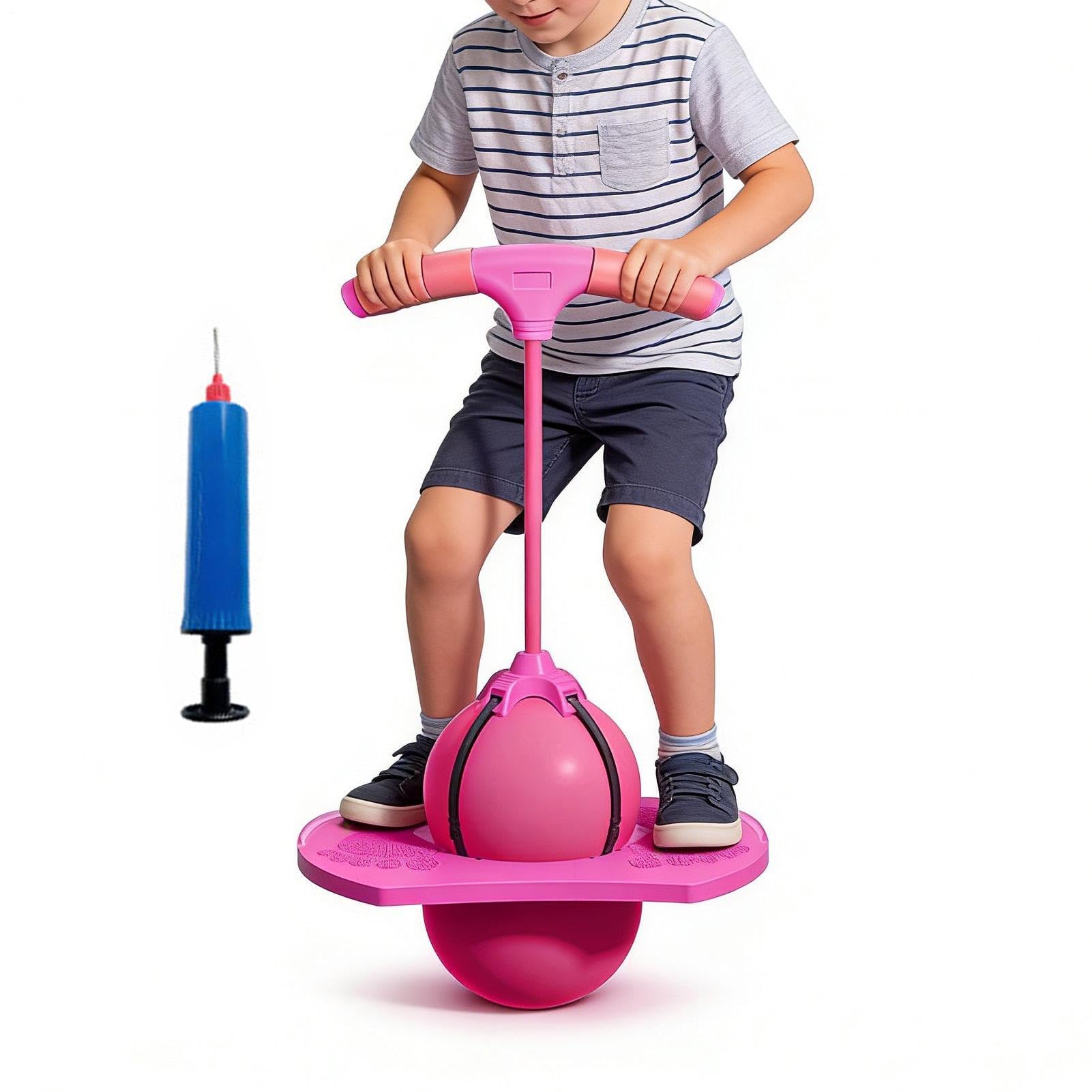 Pelota De Salto con Asa, Pelota De Equilibrio Elástica Antideslizante, Pelotas De Rebote Y Bomba De Aire Incluida, Ejercicio De Coordinación Mano-pie, para Adultos Y Niños