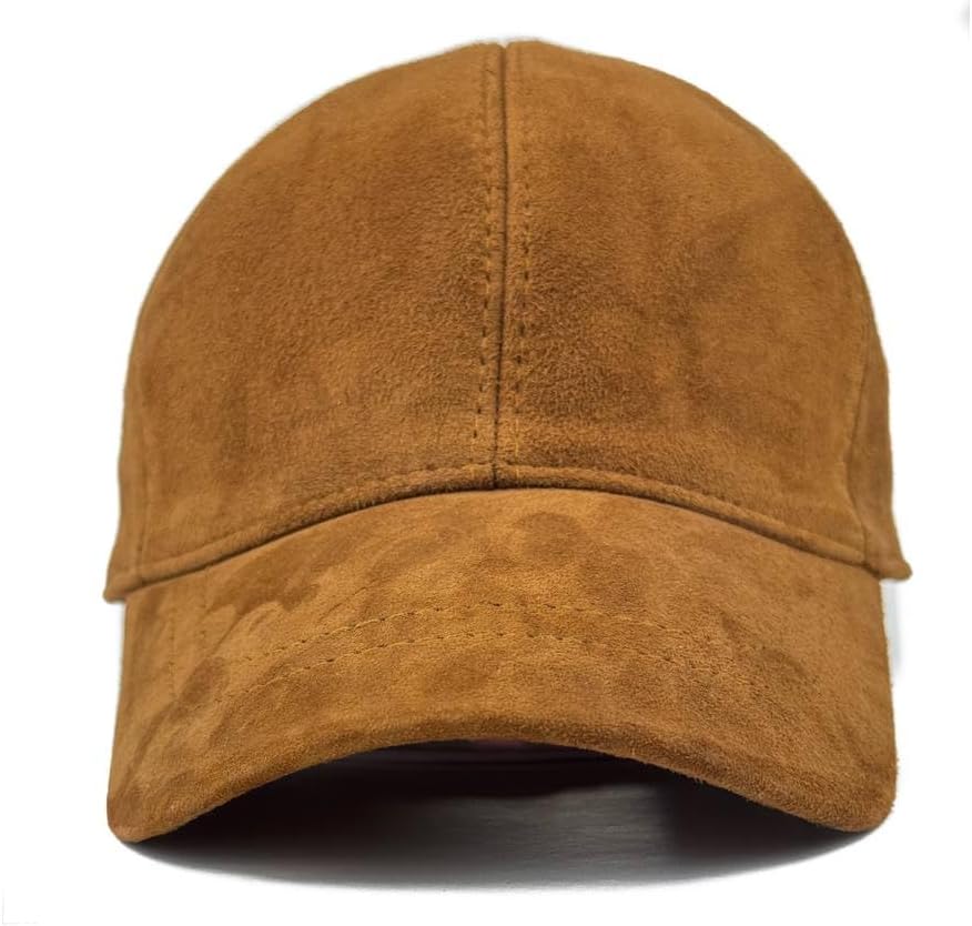 Unisex Genuine Suede Leather Baseball Cap, Vintage-Style Adjustable Strap Hat for Men & Women, One Size Fits Most - Image 2