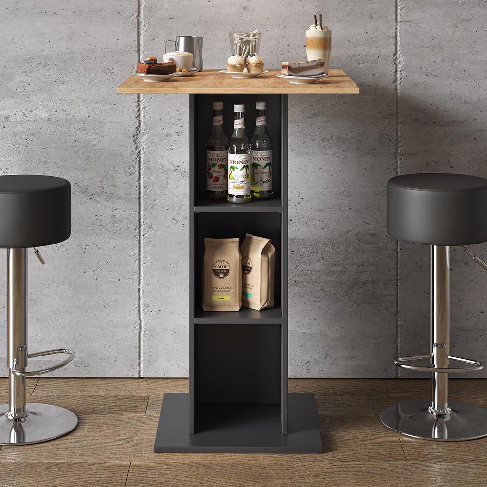 Vicco Bartisch Rodeo, Anthrazit, 70 x 70 cm, als Stehtisch nutzbar, platzsparend für kleine Bereiche