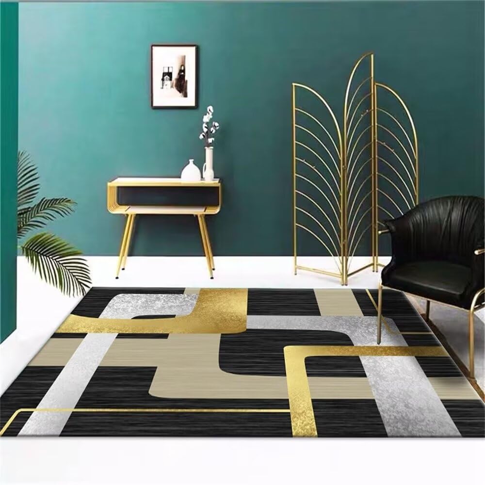 Tapis chambre ado gris jaune déco géométrique pour studio