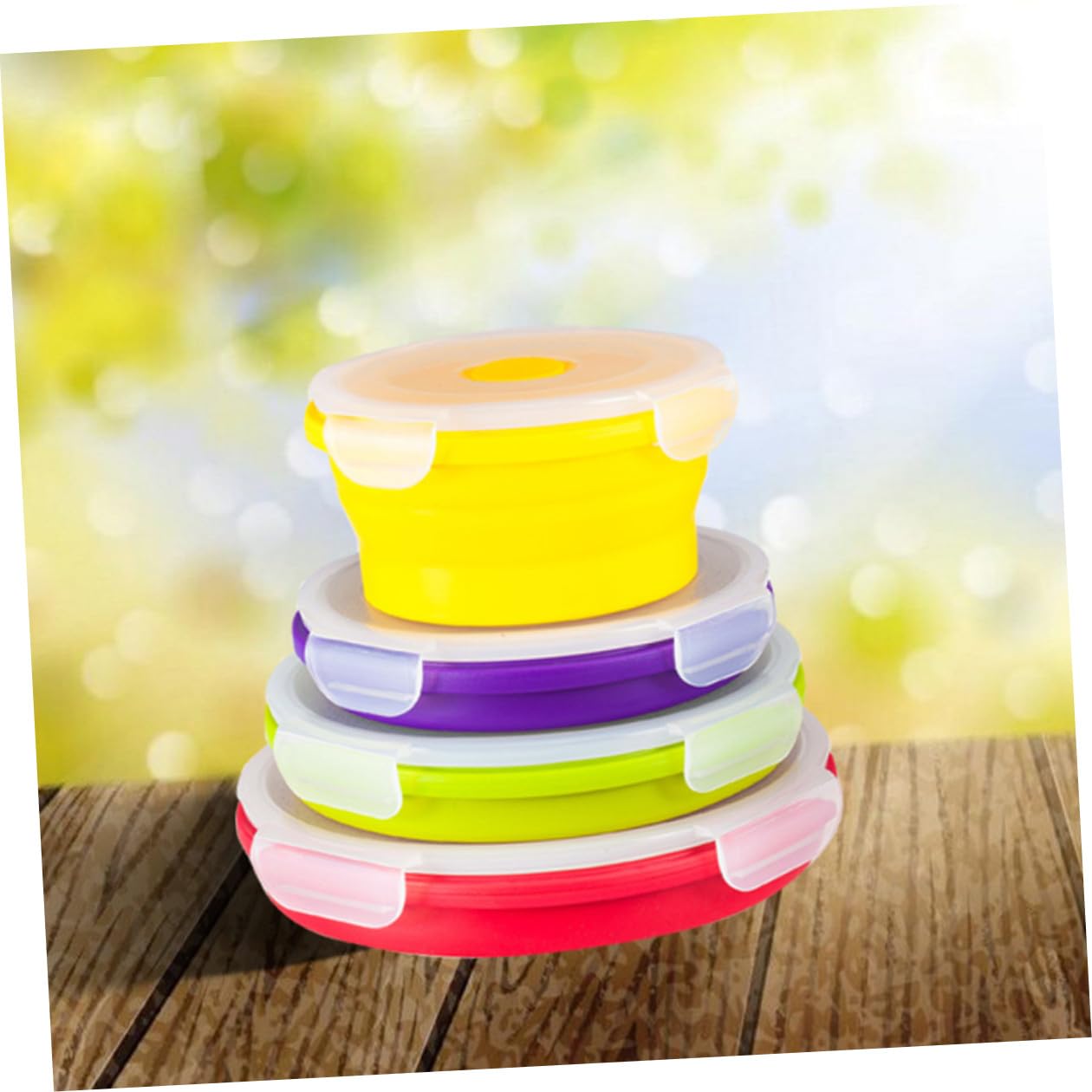 Contenitori in Silicone per Alimenti Rotondi Pieghevoli, 4 Pezzi | Capacità 400ml 600ml 900ml e 1200ml, Adatti a Microonde, per Sandwich e Conservazione Cibo, Uso Famiglia e Studenti
