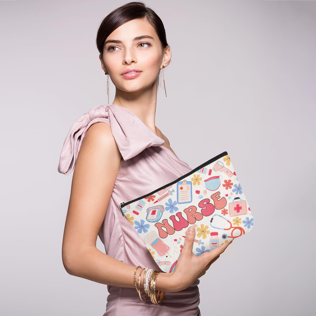 Bolsa de cosméticos para enfermera, regalos de enfermera, bolsa de maquillaje de agradecimiento para enfermeras, regalo de cumpleaños, regalo de enfermería, artículos esenciales para estudiantes