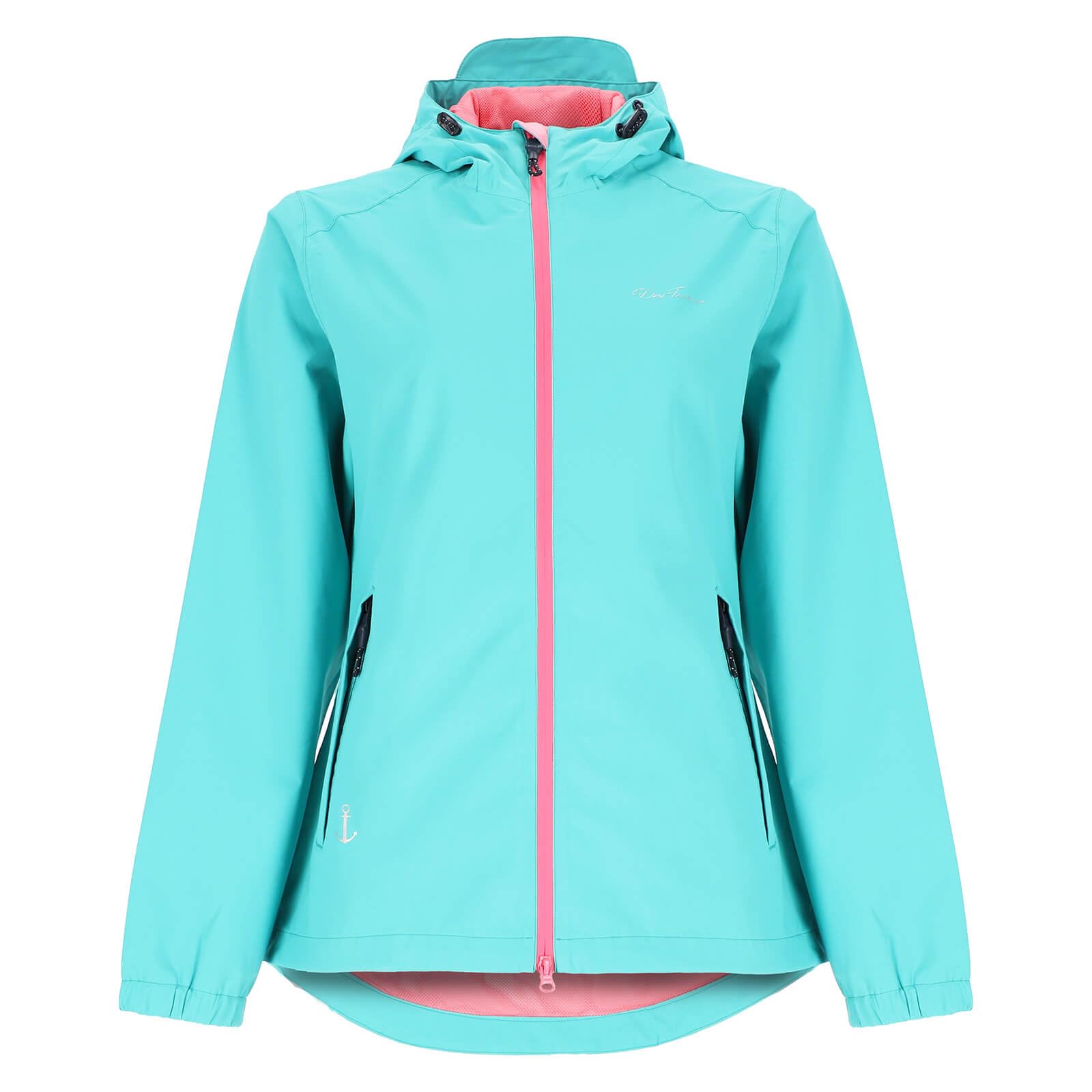 Dry Fashion Damen Funktionsjacke Spiekeroog - Fahrradjacke Navy, Größe 48 | Wind- & wasserdicht, Verschweißte Nähte, Wasserdichter 2-Wege-Reißverschluss, Kapuze verstellbar mit Vorderschirm, Einrollbar
