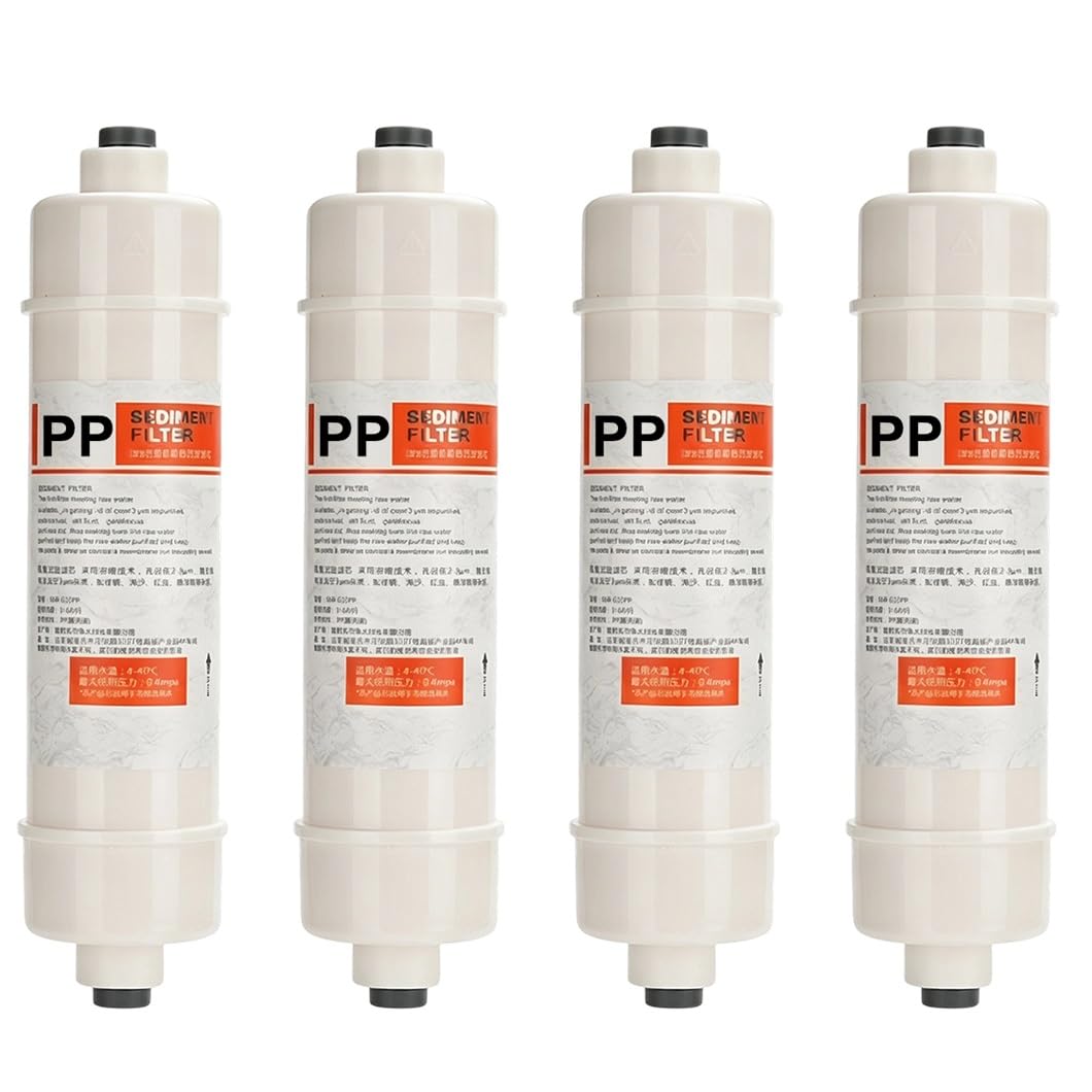 Paquete De 4 Cartuchos Prefiltro De Sedimentos De Algodón PP 10",con Conectores Rápidos 1/4" Para Sistemas Ósmosis Inversa, Agua De Pozo Y Filtración Bajo El Fregadero