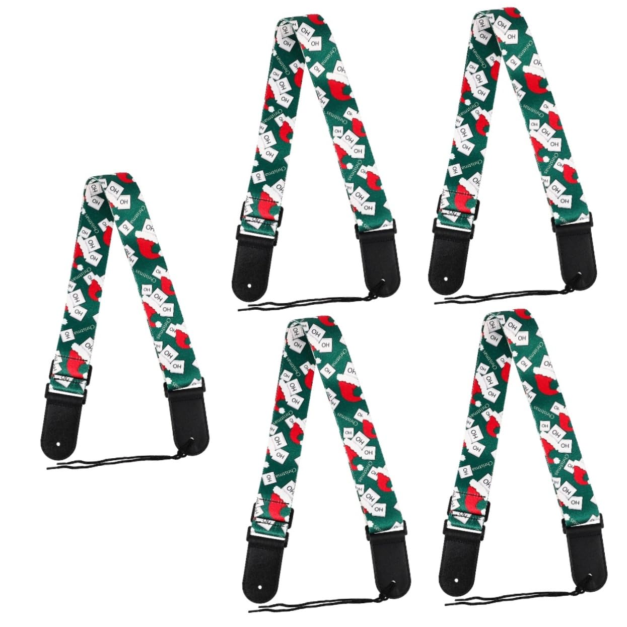 ibasenice 5piezas Correa De Guitarra Ajustable Diseño Navideño Strap Para Ukelele y Guitarra Eléctrica De Cumpleaños Accesorio Práctico