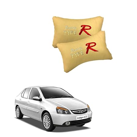 AutokraftZ Beige Leathertte Material Neck Rest Cushion in Type R Design for Car_1197 at Rs. 229