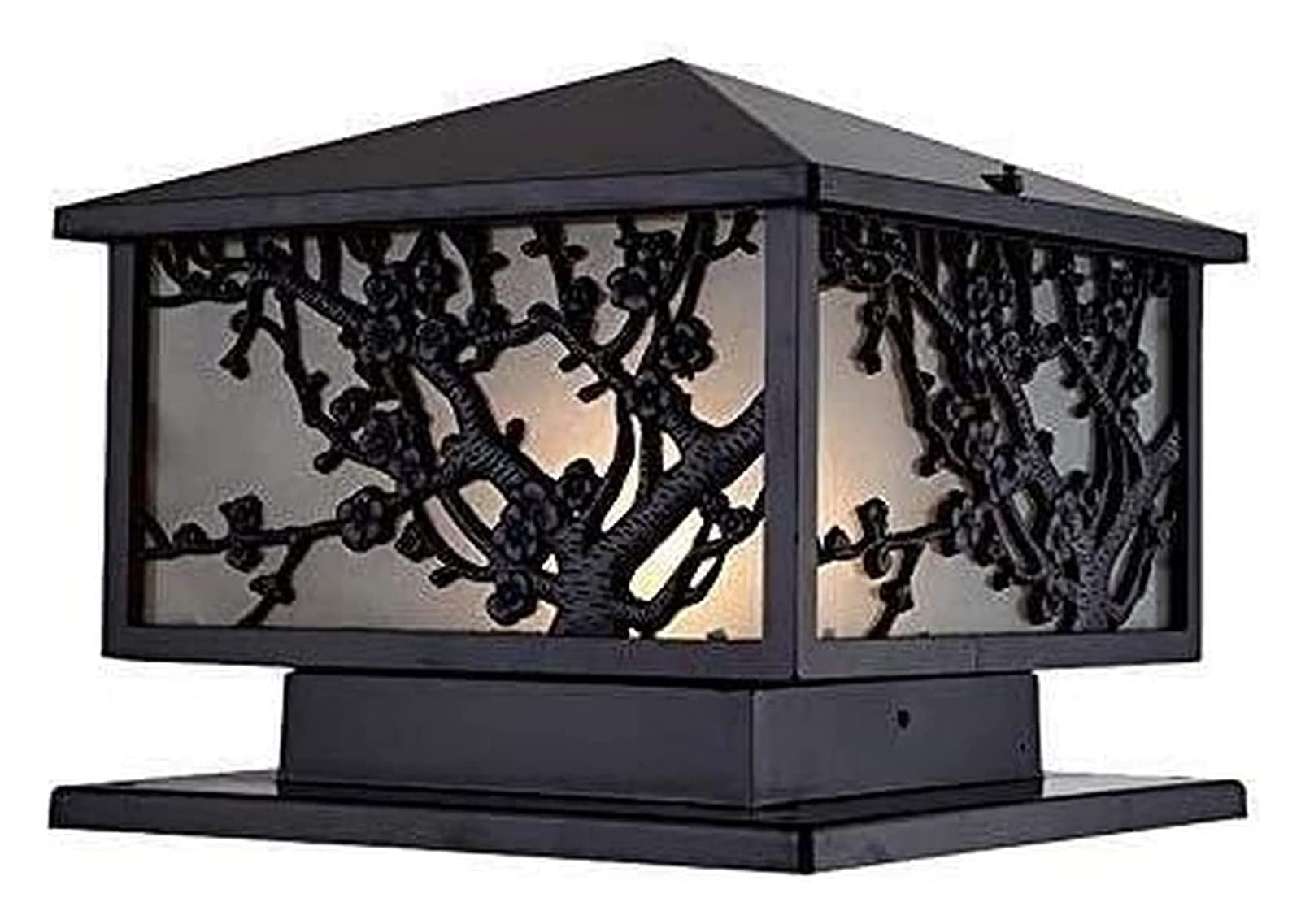 Luce del cortile Quadrato Cancello per esterni Luce della colonna Faro Lanterne a pilastro impermeabili Vetro ad alta luminosità Lampade a palo in metallo in alluminio Cortile Lampada da giardino