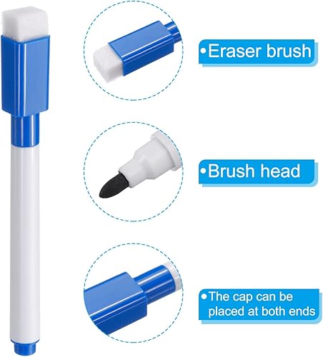 Miniatura 4 de PATIKIL Rotuladores de borrado en seco, paquete de 30 unidades, tinta azul oscuro, punta fina, bajo olor, pizarra blanca con tapa de borrador para