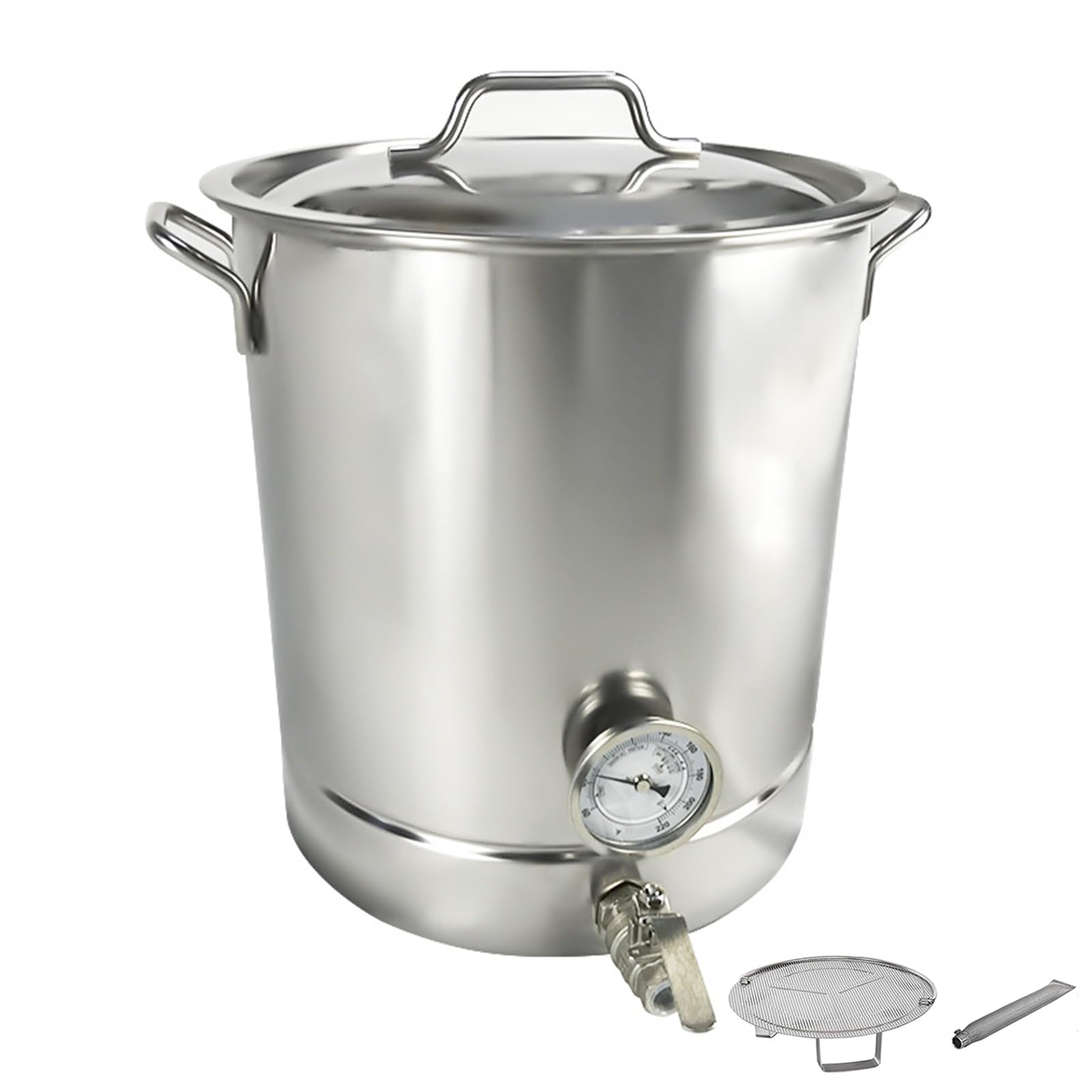 304 Edelstahl Hausgebräu Kessel Stock Pot Heimbrauerei Topf Mit Ventil, Doppelte Filtrierung, Thermometer Und Filter Zum Brauen (30-60L),30L