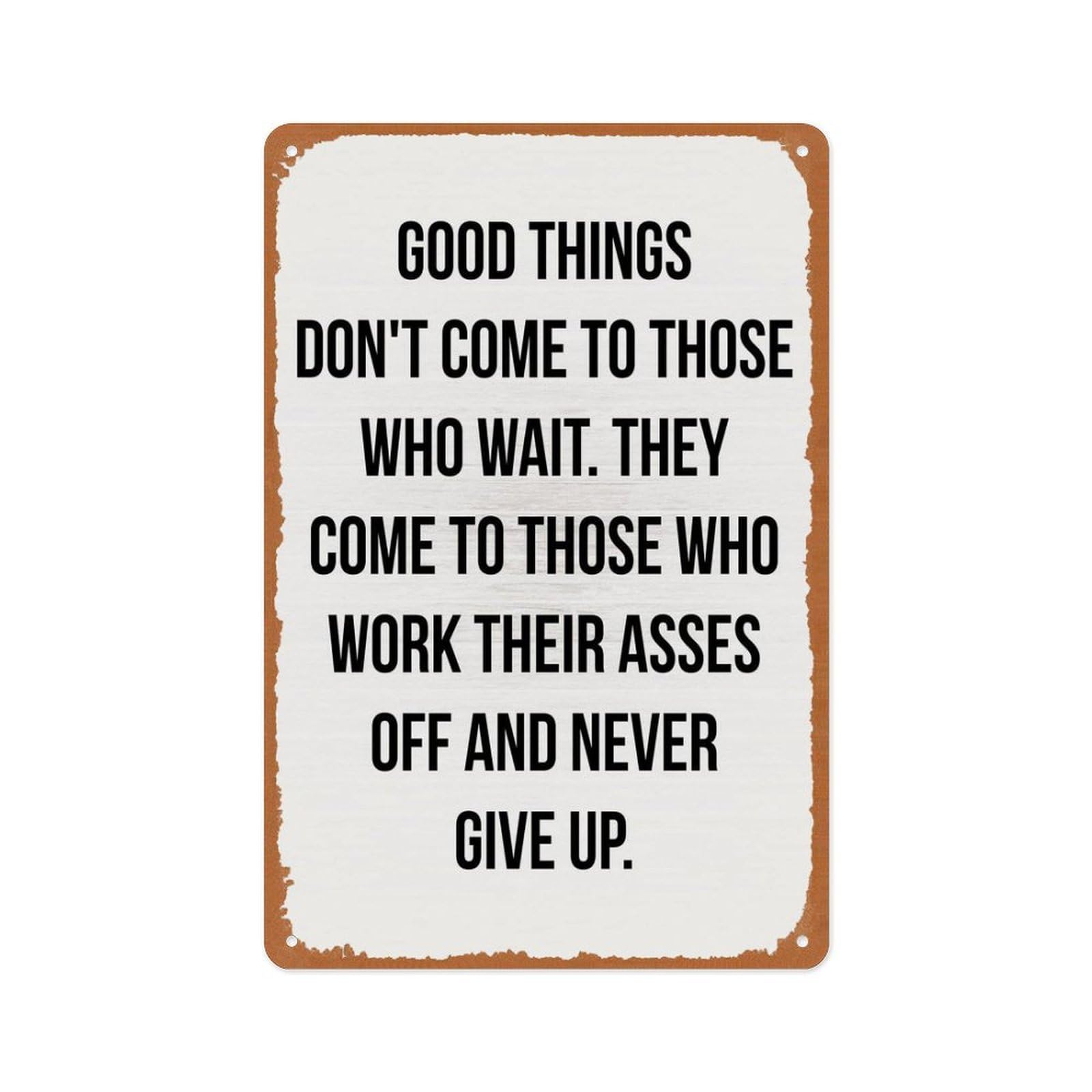 peiyeety Black On White Motivational Gym Words Poster 8x12 Inch Vintage Metal Sign Home Man Cave Art