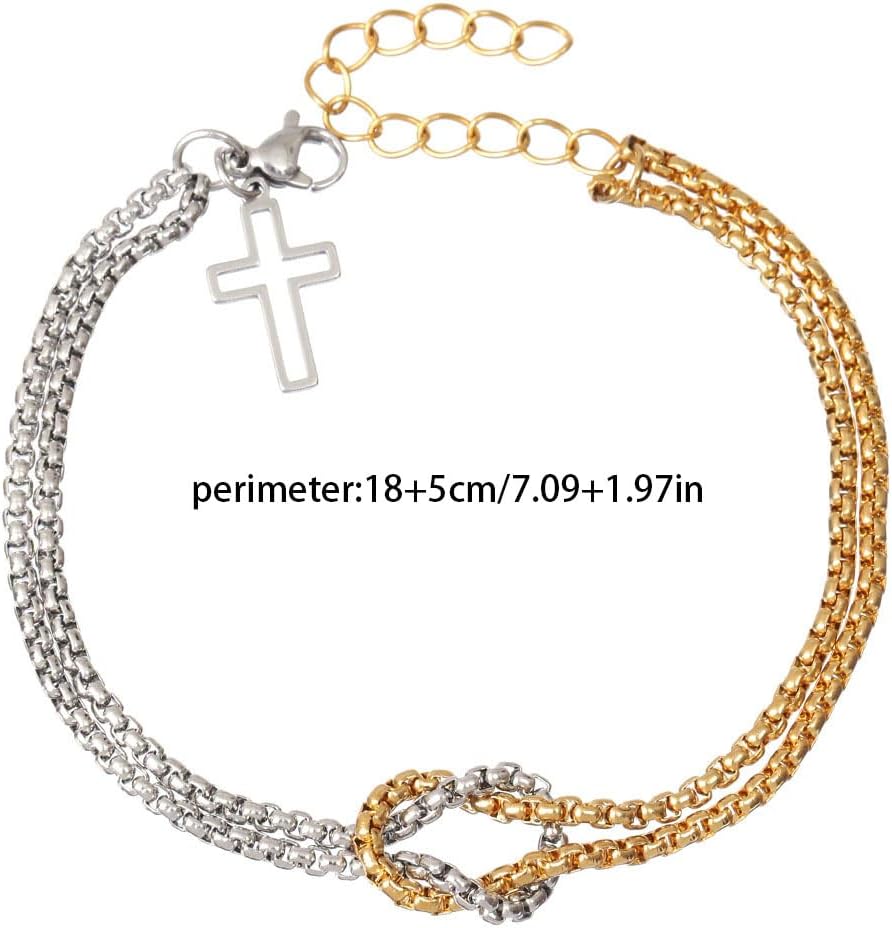 Love Knot Bracelet Gold Silver Plated Infinity Bracelets Stainless Steel Cross Charm Bracelet for Women Men Birthday Jewelry Gift - Image 7