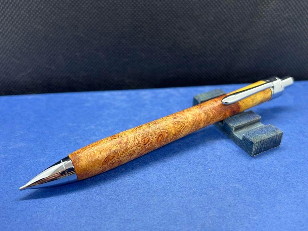 花梨瘤 紅白 木軸シャープペンシル0.5mm 加藤金属 本花梨瘤 紅白 極上