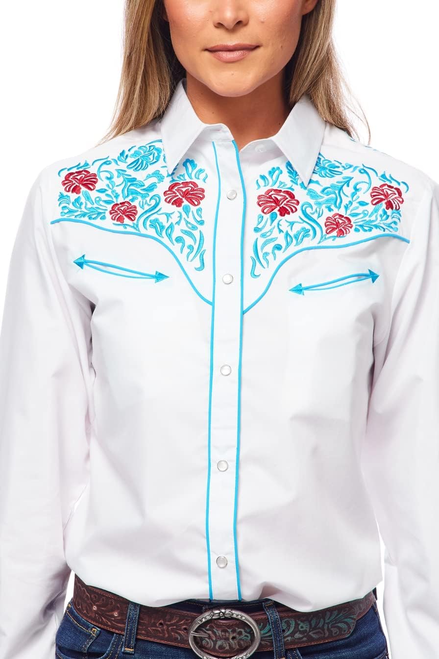Rodeo Clothing Women’s Western Casual Button Down Shirt, Embroidered Cowgirl Country Outfit Shirts for Women - Image 4