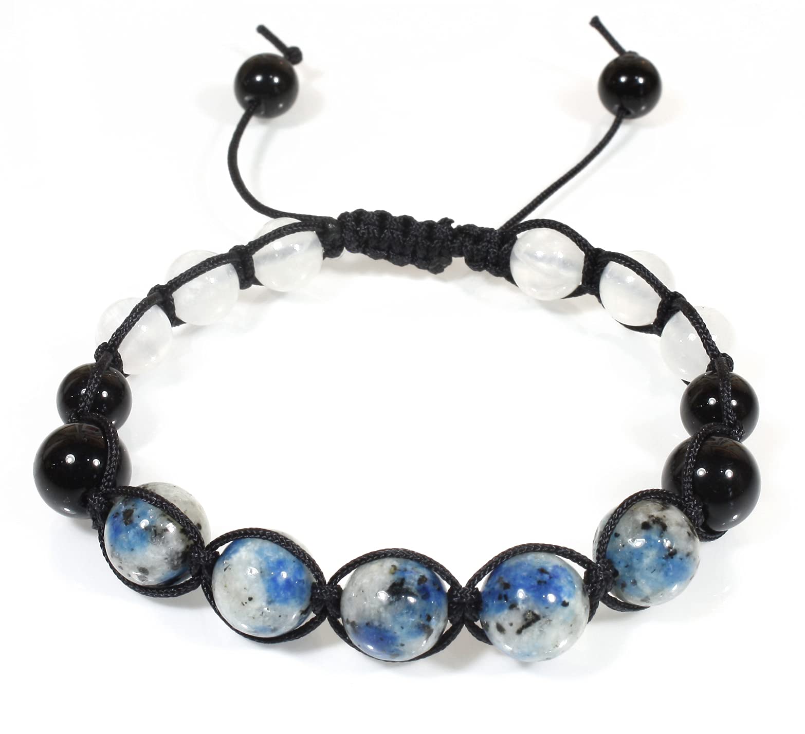 "Mountain Climber", Bracelet of K2 Granite, Selenite, and Black Agate (Dyed)