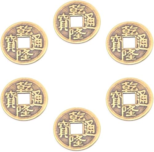 Miniatura 7 de 6 piezas de monedas chinas de Feng Shui I Ching Feng Shui encantos de Buda, moneda de buena suerte, monedas de adivinación de latón, dijes de buena