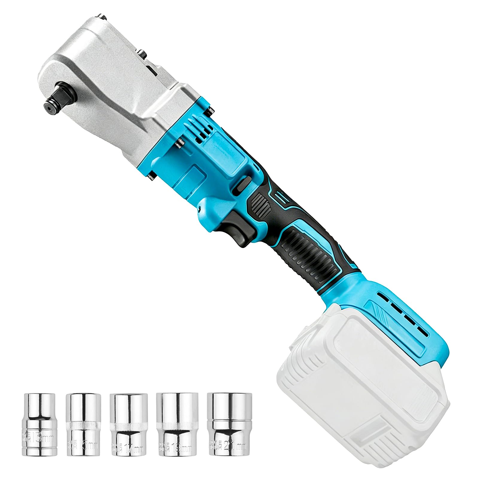 Llave de carraca con batería compatible con batería Makita de 18 V, 280 N.M 1/2 pulgadas, motor sin escobillas, velocidad variable, llave de vaso de 13/15/17/19/21 mm, 3500 rpm (sin batería)