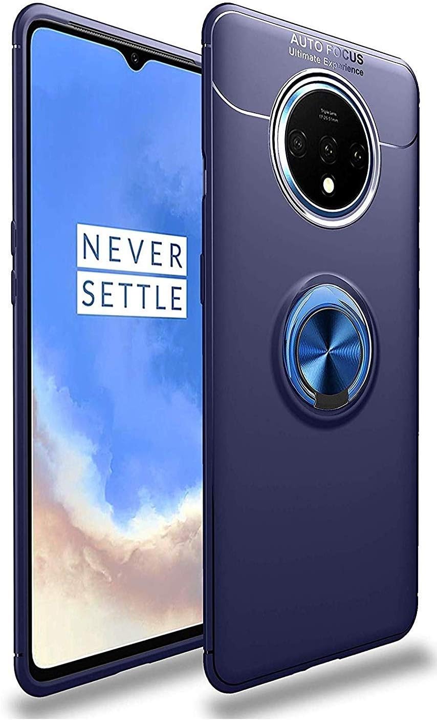 ZYNK CASE® OnePlus 7T Back Cover | Sleek Rubberized Case with Chrome Plating | Ring Stand Back Cover | Designed for OnePlus 7T (Blue)