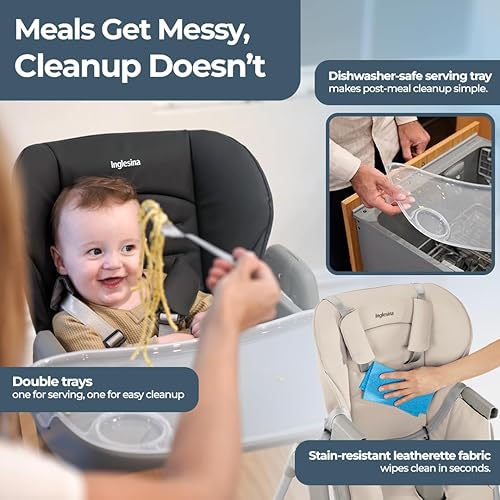 Miniatura 5 de Inglesina My time Silla alta convertible plegable para bebé y niño, fácil de limpiar con bandeja extraíble, arnés de 5 puntos, plegable