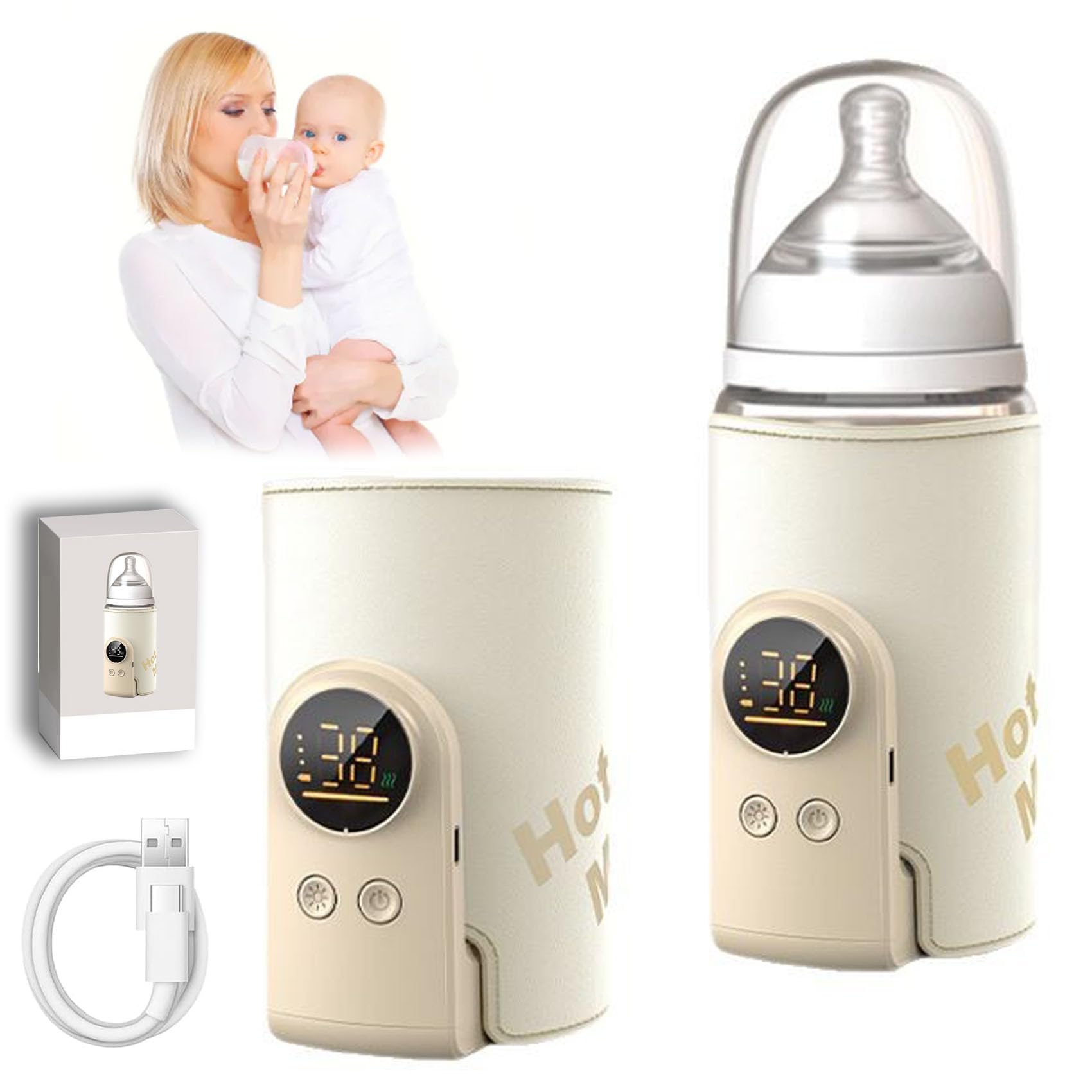 2025 Upgrade Portable Bottle Warmer for Travel,Comfortable Bottle Warmer on the go,Rapid Warming,Long-Lasting Warming up to 6-10H (10000 mAh)-image-21
