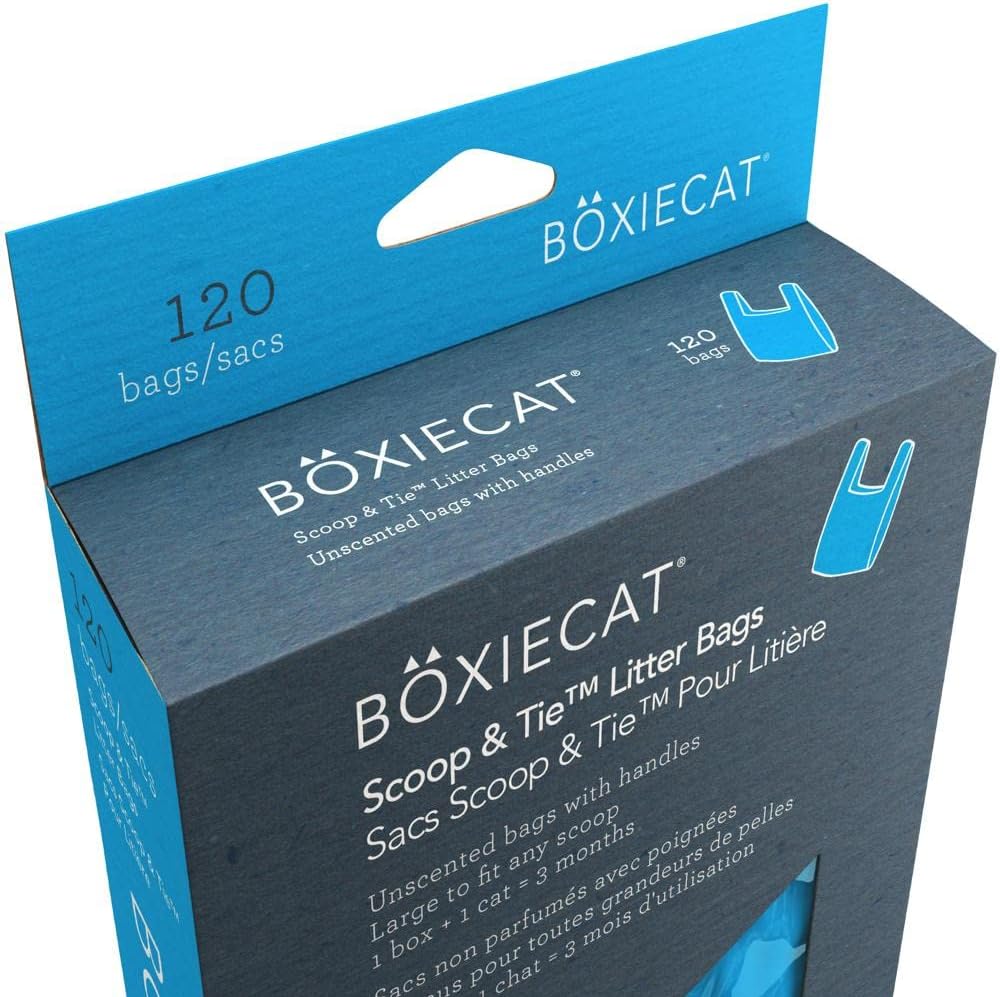 Boxie Cat Litter 16 Lb Clumping Clay + Cleanup Bundle - Boxiecat Premium Clumping Clay Cat Litter - Gently Scented Formula | Boxiecat Scoop & Tie Cat Litter Waste Bags