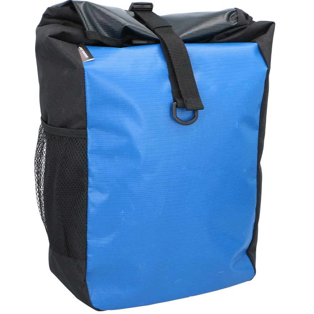 BAKAJI Borsa per Bicicletta Capacità 15 L, Bagaglio Bici Extra Large per Ciclismo, Tessuto Impermeabile Grande Volume, Portabagagli con Tracolla Trasportabile, Materiale Rinforzato Resistente (Blu)