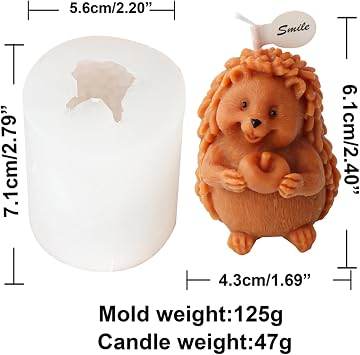 Silicone Candle molds (2 Pack Hedgehog Candle Mold)