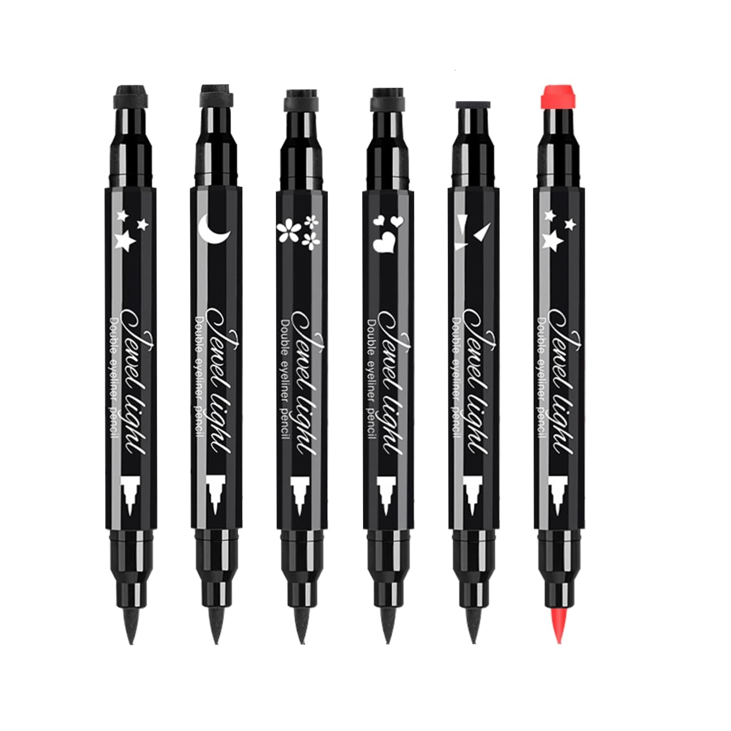 Pinkiou 6Pcs Eyeliner Stamp Pen Set Long-lasting Eye Liner Pencil for Eye Makeup Waterproof Double-Sided Liquid Eyeliner Stamp
