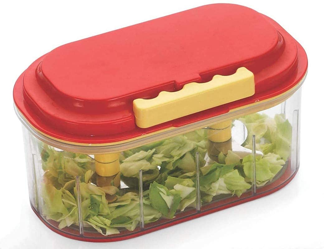 Esbriet HouseNew Vegetable & Nuts Chopper/Dori Chopper Dual Blades Twins Chopper Hand-Powered Double Bowl Twin Fruit & Vegetable Big Twin Chopper