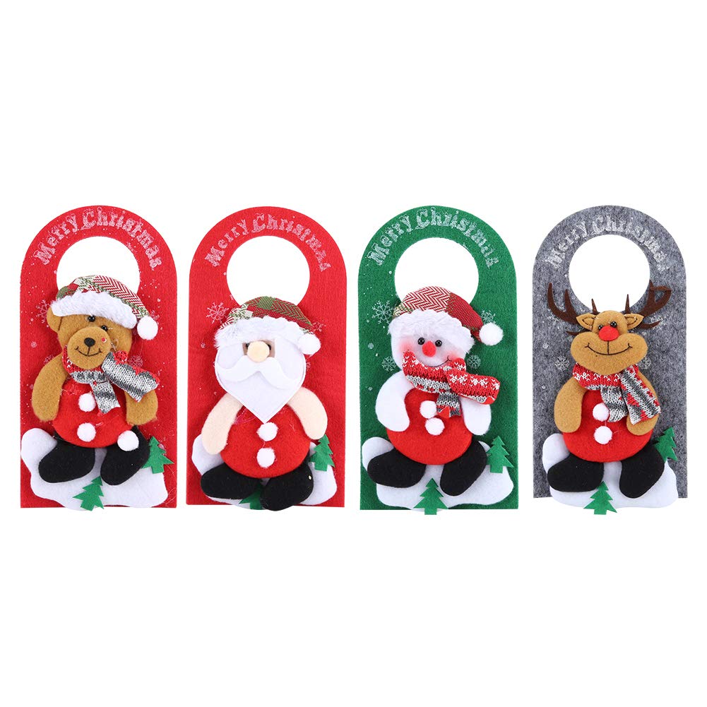 Fybida Colgador de Puerta de Navidad de 4 Uds., Bonitas Decoraciones de Pomo de Vacaciones, Pomo de Puerta Interior, Adorno de Navidad para el Hogar, Hotel, Puerta, Ventana