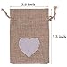 30pcs Burlap Bags with Drawstring Gift Pouches Heart Candy Jewelry Storage Package Sack for Wedding Bridal Shower Birthday Party Christmas Valentine's Day Favors DIY Craft, Natural 5.3x3.8 Inch