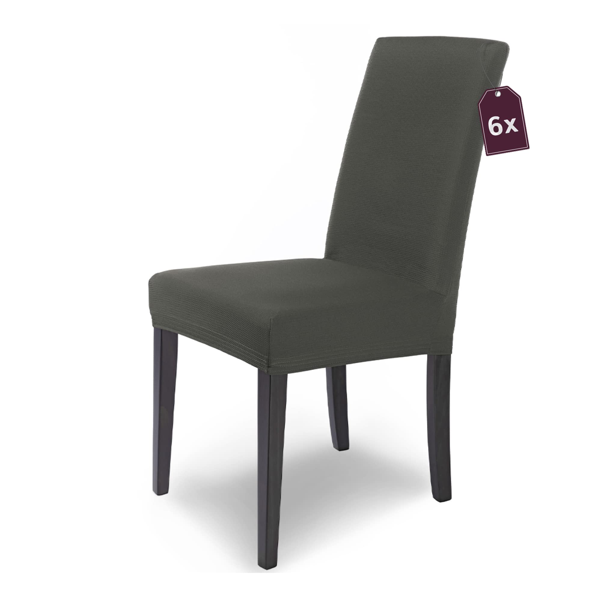Scheffler Home Stuhlhussen Grau 6er Set Stretch Mia Schwingstühle | Blickdichte Microfaser-Stuhlbezüge, waschbar und pflegeleicht, für Freischwinger und Esszimmerstühle, Öko-Tex zertifiziert