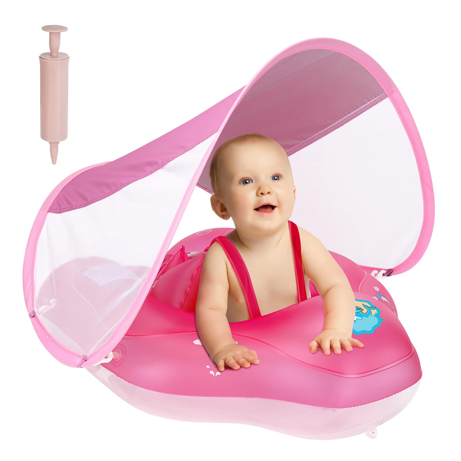 ANSTEN Flotador Bebe con Sombrilla,Flotador Bebe 1 año Flotadores para Bebe Anillo de Natación Piscina Bebe,Flotador bebé Inflable Flotador Bebe 3 Meses~72 Meses