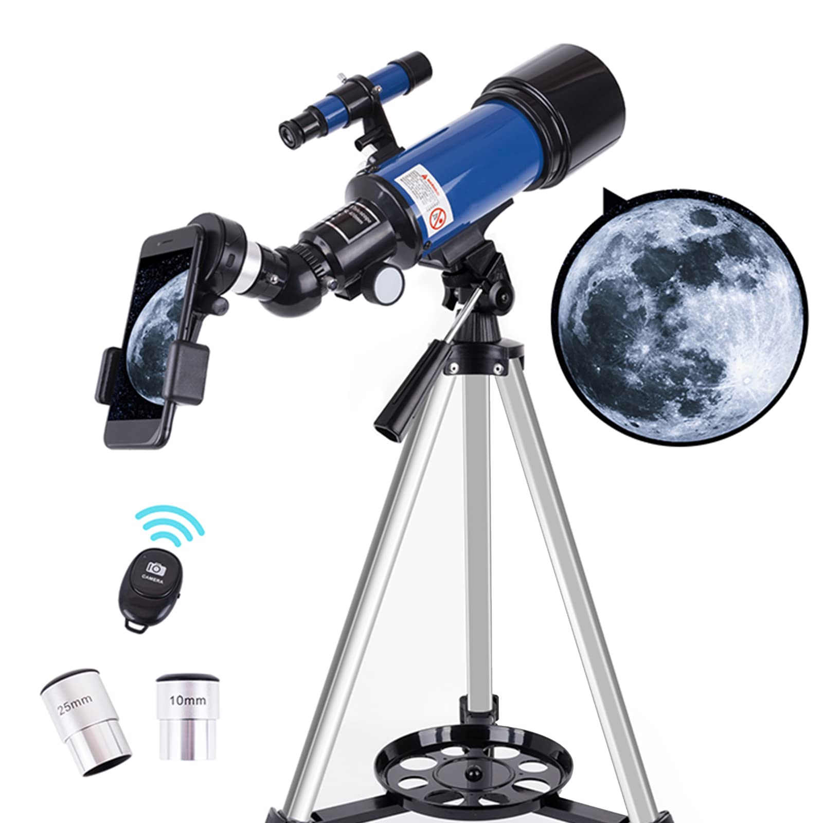 Télescope de voyage 70mm avec sac pour observer les étoiles en camping
