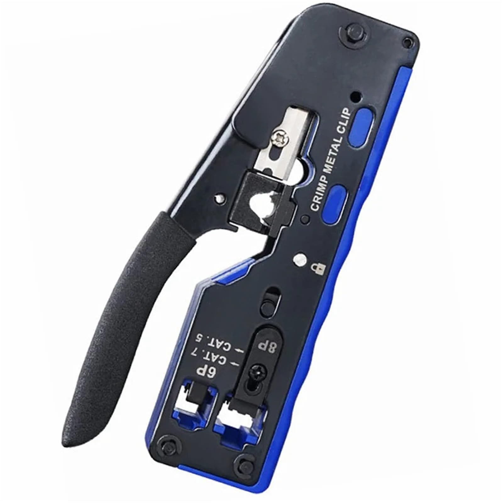 Crimpatrice passante all-in-one for connettori di rete standard e schermati RJ45 RJ12 RJ11 e CAT5/5e CAT6 CAT6a CAT7(Blue)