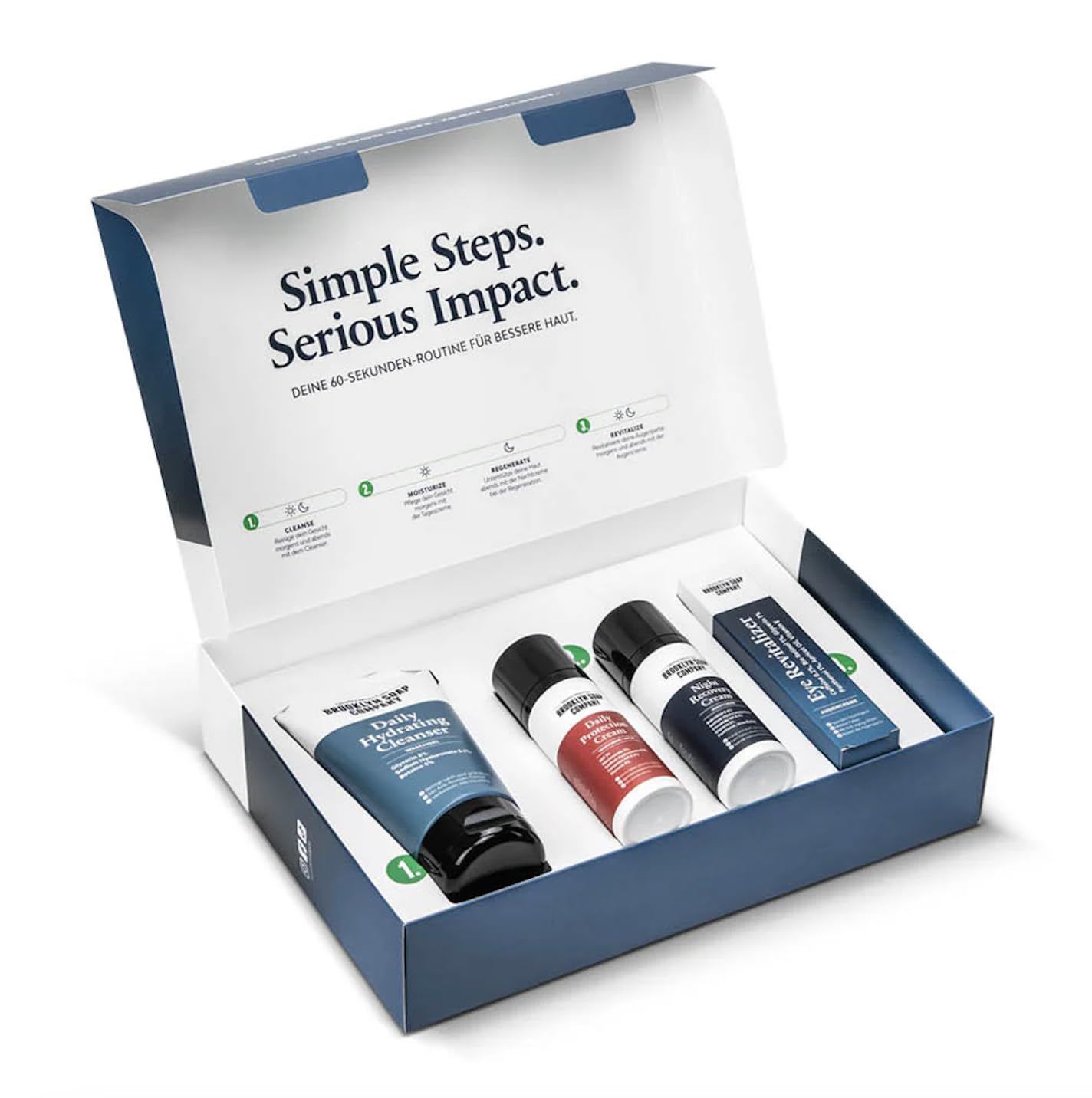Skincare Essentials mit SPF · BROOKLYN SOAP COMPANY | 4-teiliges Gesichtspflege-Set für Männer · Für eine einfache & effektive Pflegeroutine