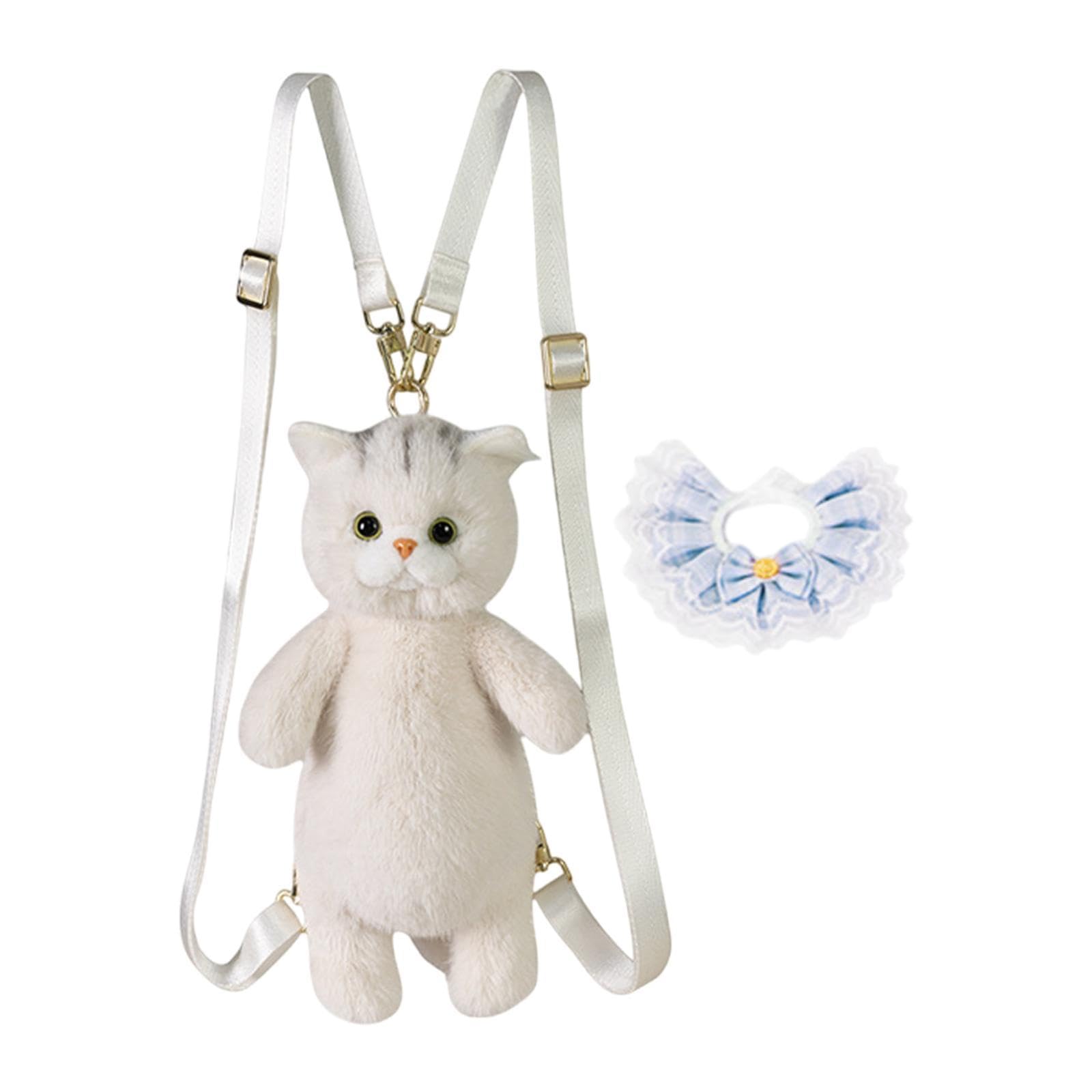 nivaa Stuffed Cat Doll Backpack Daypack for Anniversary Birthday Gift Street Party Blue Lace-picture-24
