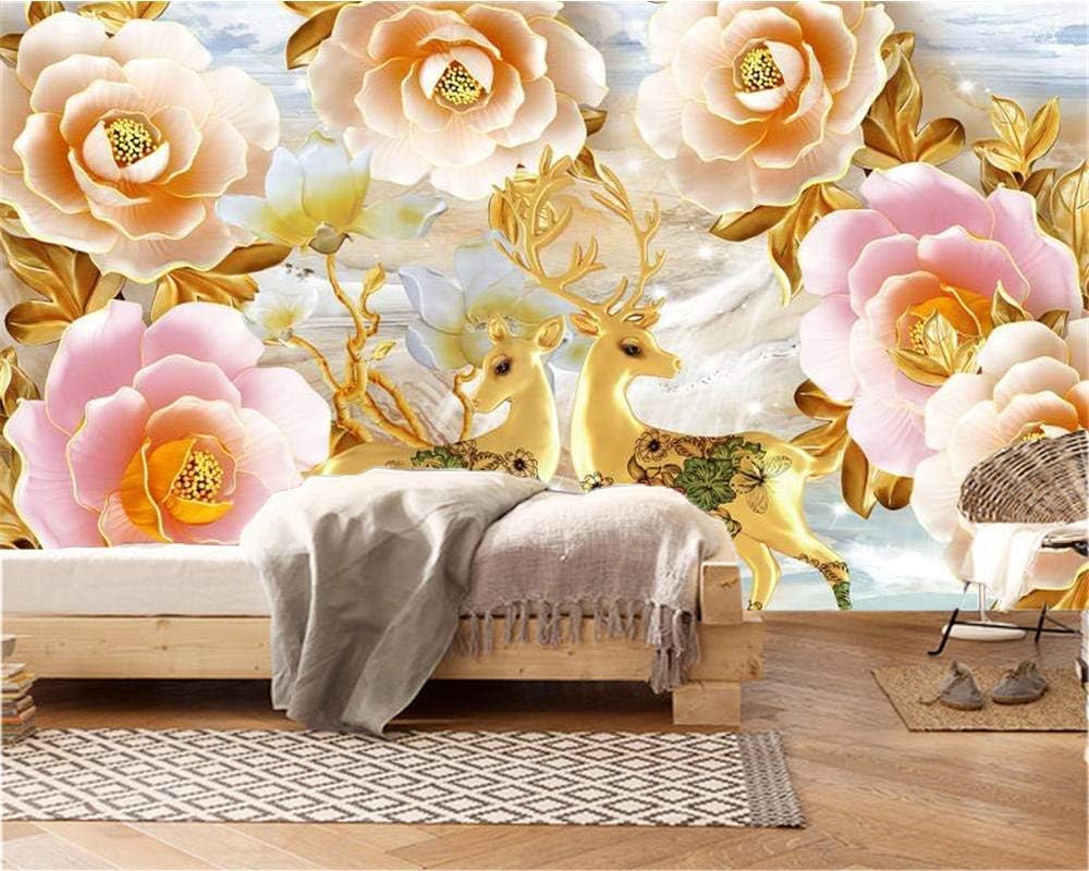Papier Peint 3d Moderne Salon Chambre Soie Pivoines Roses 200x140