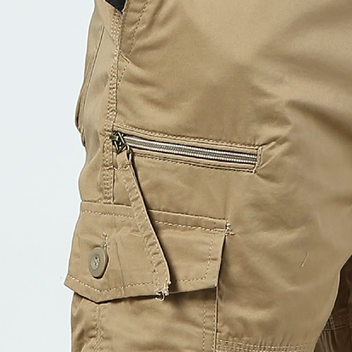 Aotoyou Shorts et Bermudas Cargo Homme 100% Coton Pantacourt Été Short Long Homme Taille Elastique avec Poches