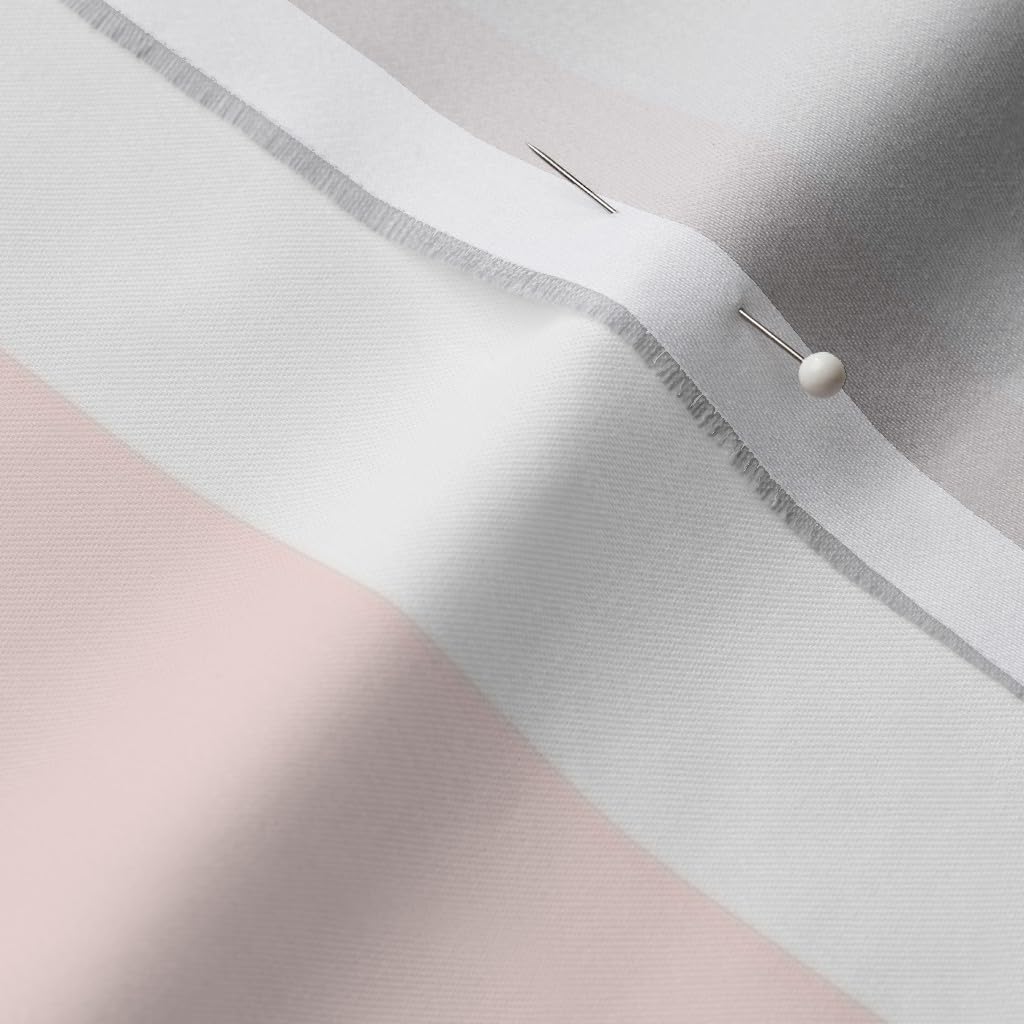 Spoonflower Fabric - Striped Nursery Baby Pink White Classic Hearts Love Printed on Organic Cotton Sateen Fabric by The Yard - Sewing Quilting Apparel Home Decor