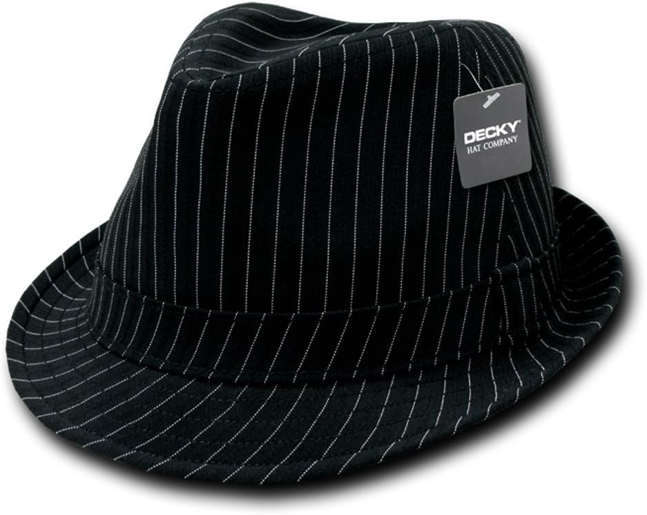DECKY Black Deluxe Pinstripe Fedora, Large/X-Large