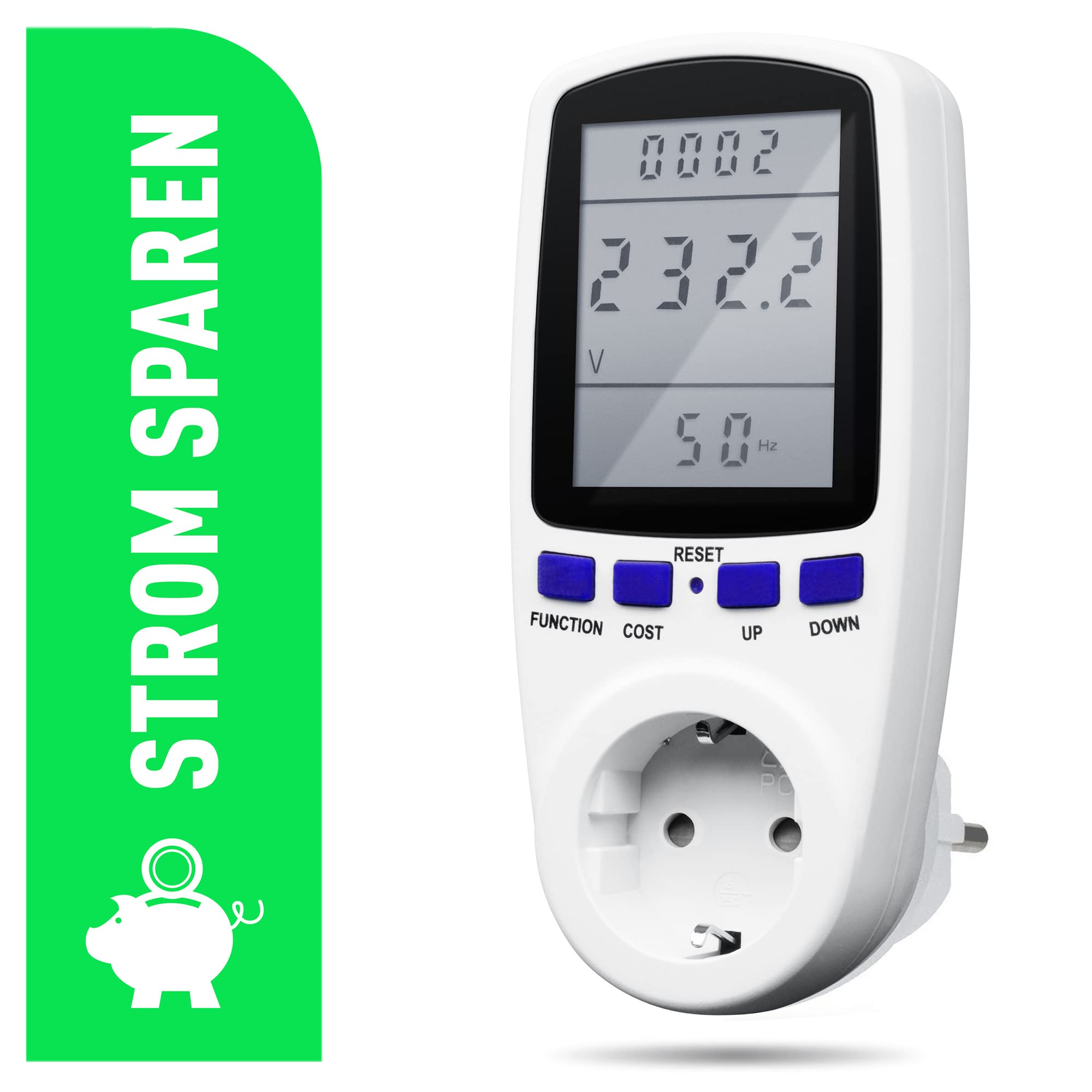 X4-LIFE Miernik prądu do gniazd wtykowych – z wyświetlaczem LCD – miernik kosztów energii – oszczędność pieniędzy dzięki dokładnym kosztom energii elektrycznej