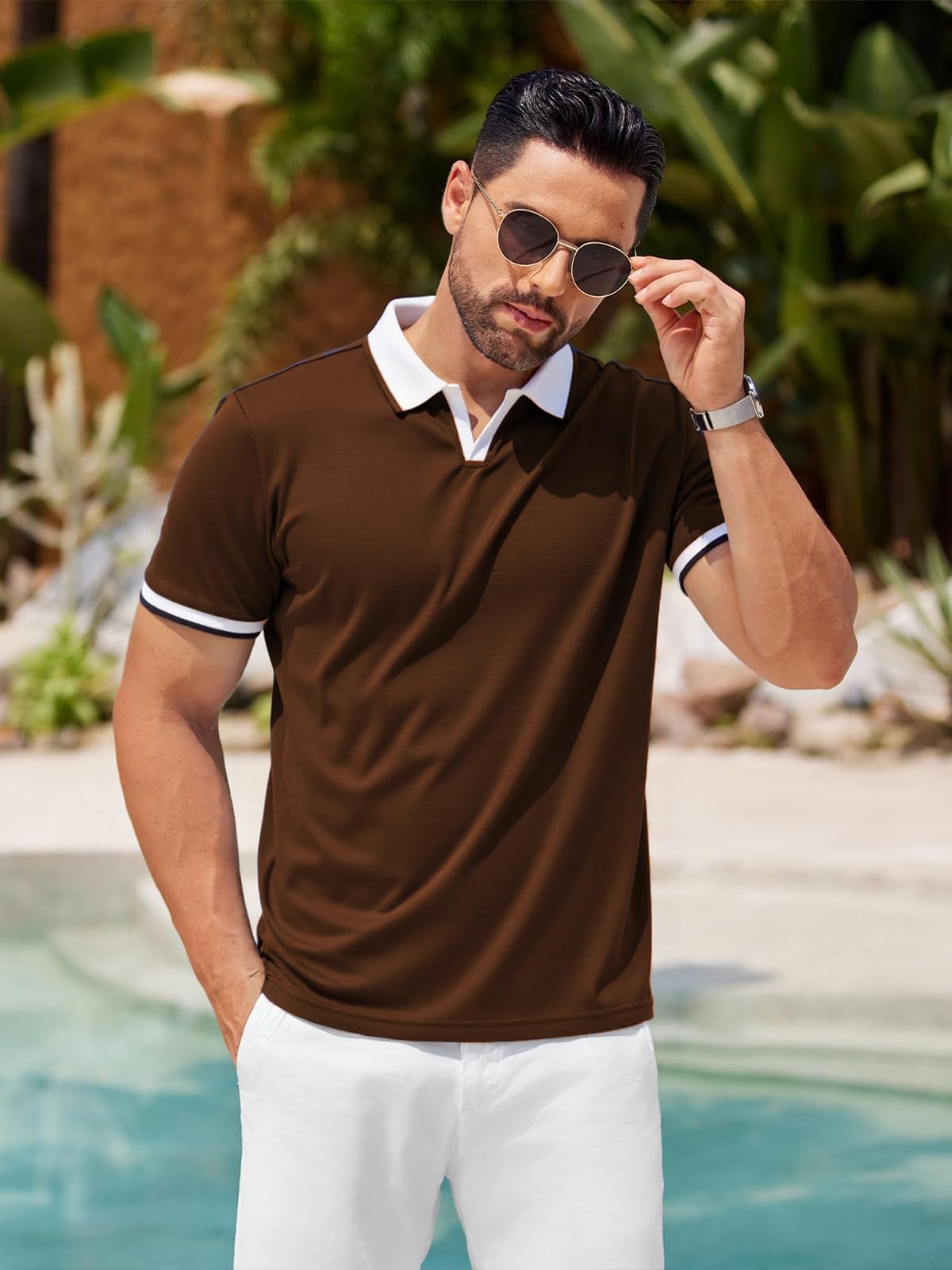 Polo Shirts for Men Dry Fit Long Sleeve Solid Performance Moisture Wicking Golf Shirt