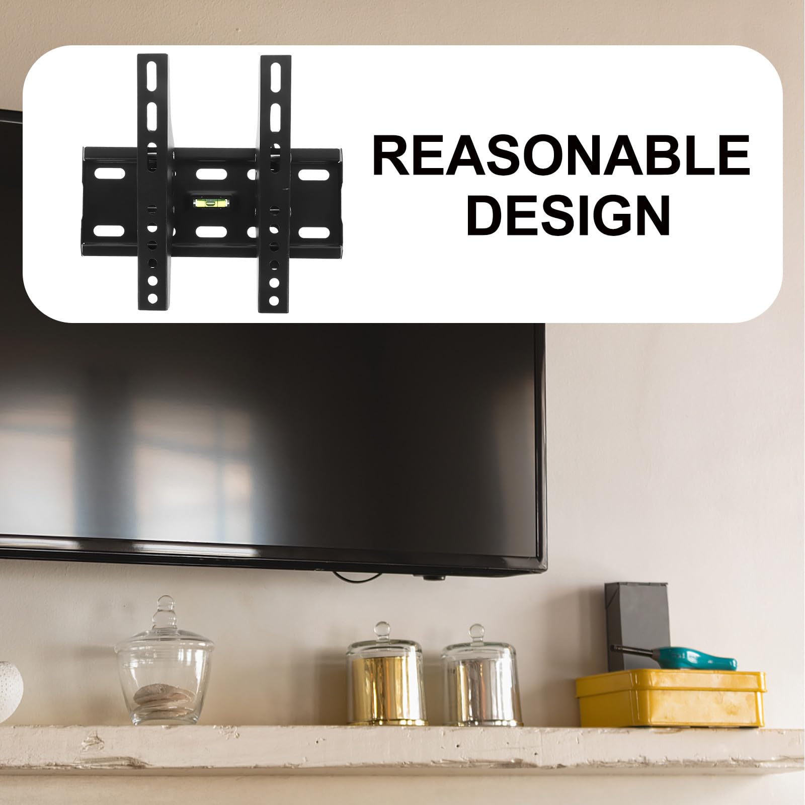 Supporto Tv da Parete Regolabile in Ferro Nero 15-42 Pollici Installazione Facile e Struttura Robusta per Soggiorno e Camera